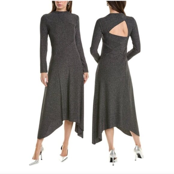 All Saints Dresses & Skirts - All Saints Gia Sparkle Gray Metallic Midi Dress Size 6